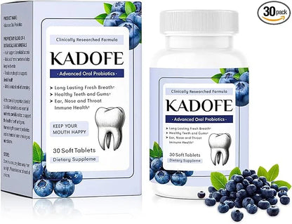 Oral Probiotics for Gums and Teeth Health & Fresh Breath, 3.5 Billion Advanced Oral Probiotics for Mouth Bad Breath, Chewa...