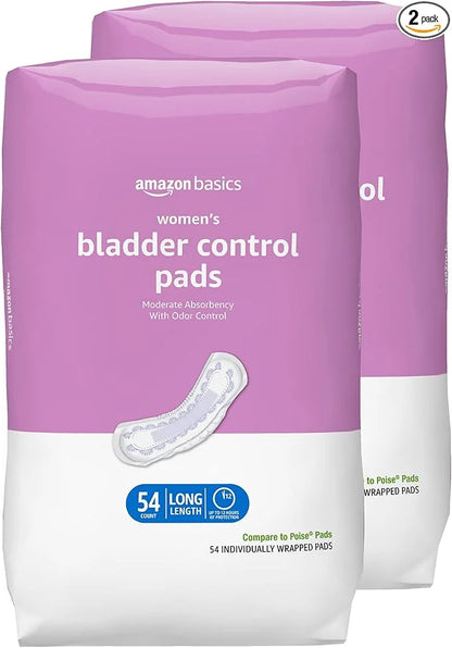 Amazon Basics Women's Incontinence Pads, Bladder 108 Count, (2 Packs 54)
