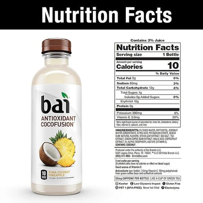 Bai Coconut Flavored Water Puna Coconut Pineapple, Antioxidant Infused, Coconut Pineapple Flavored Water Drink, 18 Fluid O...