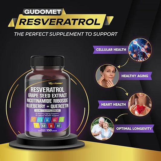 Trans-Resveratrol Grape Seed Extract Nicotinamide Riboside 150 Capsules-