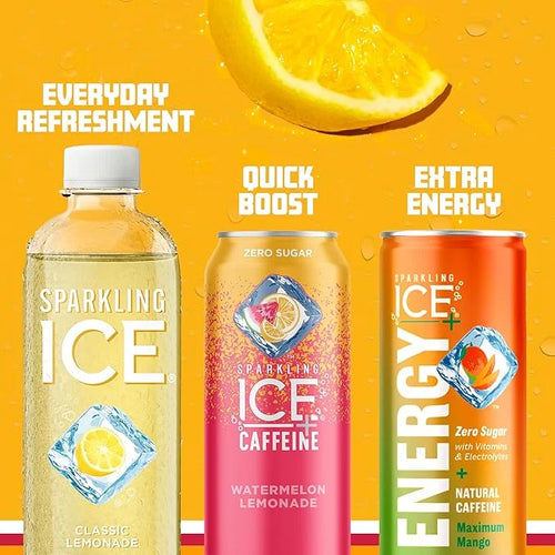 Sparkling Ice, Classic Lemonade Sparkling Water, Zero Sugar Flavored Water, with Vitamins and Antioxidants, Low Calorie Be...