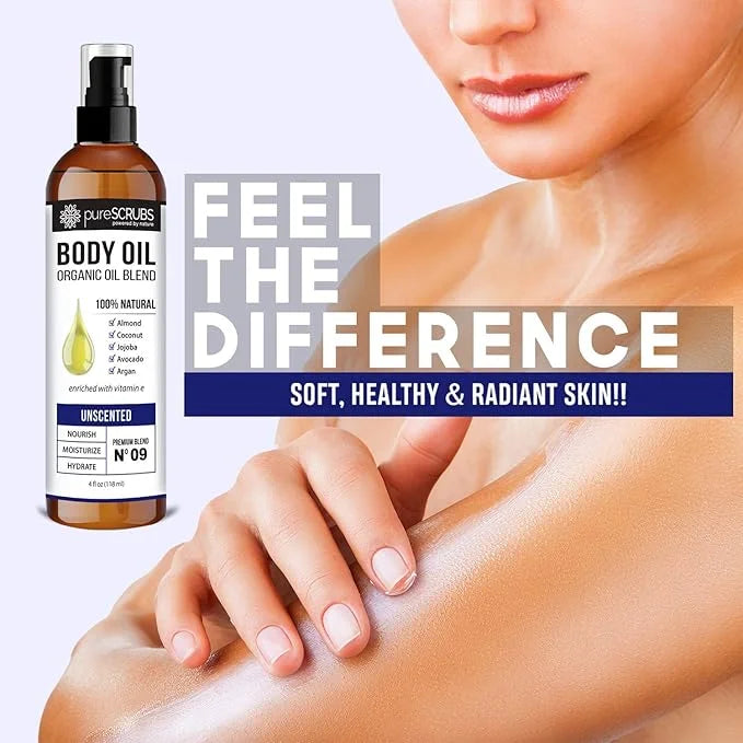 pureSCRUBS Ultra Moisturizing Unscented Body Oil Spray for Dry Skin, Massage, Stretch Marks, Organic Super Blend of Jojoba...
