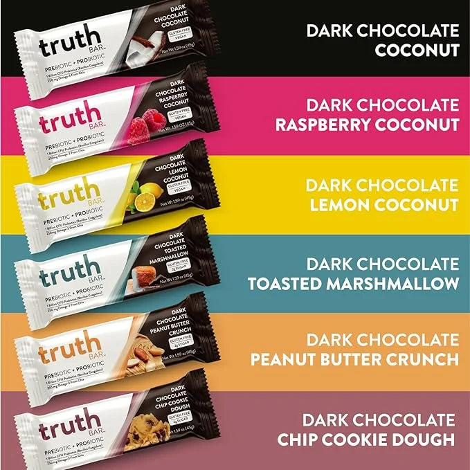 Truth Bar Prebiotic & Probiotic Keto Snack Vegan Bars with Omega-3's - Synbiotic High Fiber Snacks - Low Sugar, Kosher, Gl...