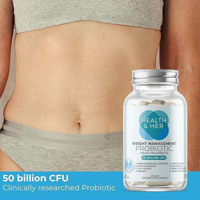 Health & Her Weight Management Probiotic | Perimenopause & Menopause - Clinically Studied 50bn CFU probiotic to Support Gu...