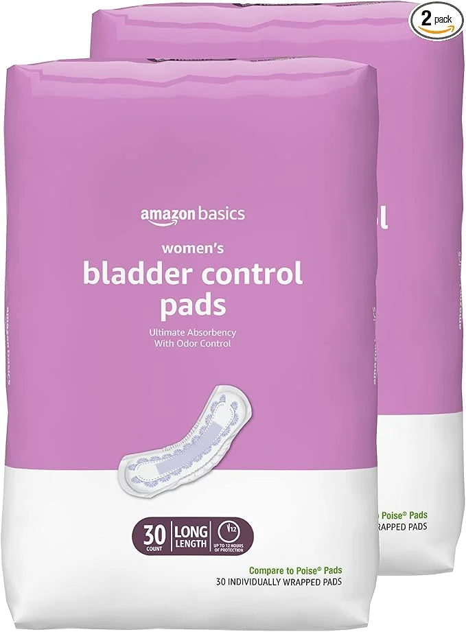 Amazon Basics Women's Incontinence Pads, Bladder 60 Count, (2 Packs 30)