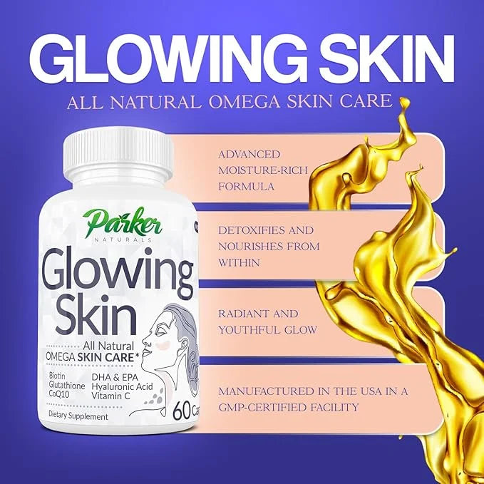 Glowing Skin Supplement 3 Fish CoQ10, Vitamin 60 Caps