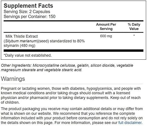 Vitacost Milk Thistle Extract 600 mg 300 Capsules