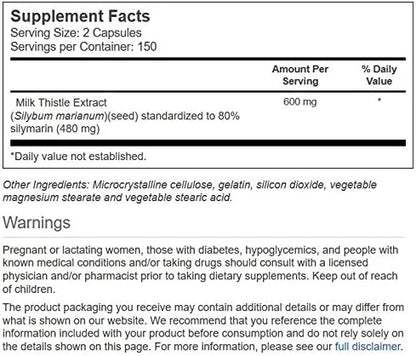 Vitacost Milk Thistle Extract 600 mg 300 Capsules