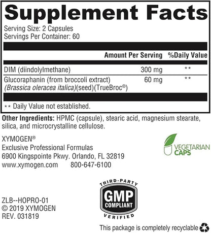 XYMOGEN Hormone Protect - Estrogen Metabolism + Estrogen Detox Support Formula - DIM (Diindolylmethane) with TrueBroc Gluc...