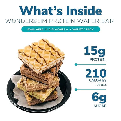 WonderSlim Protein Wafer Snack Bar, Vanilla, 200 Calories, 15g Protein, 0mg Cholesterol (5ct) - Product Image