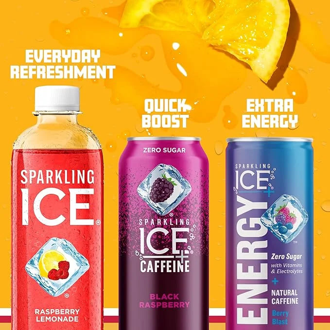 Sparkling Ice, Raspberry Lemonade Sparkling Water, Zero Sugar Flavored Water, with Vitamins and Antioxidants, Low Calorie ...