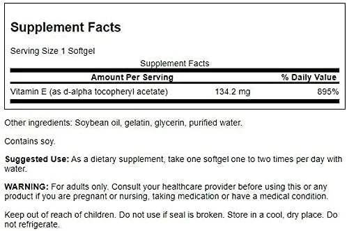 Swanson Natural Vitamin E 200 Iu (134.2 Milligrams) 250 Sgels
