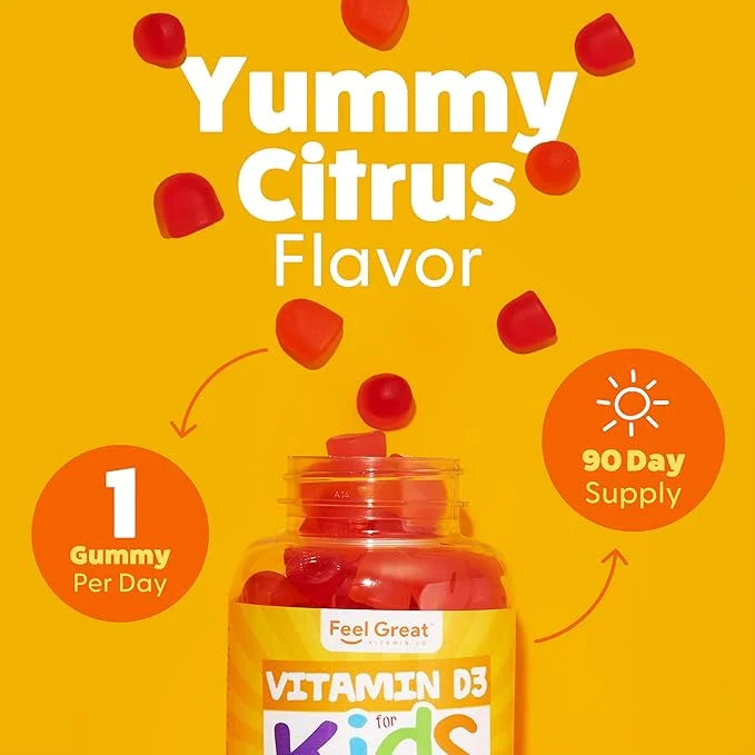 Feel Great Kids Vitamin D3 1000 D3 Gummies 90 Day