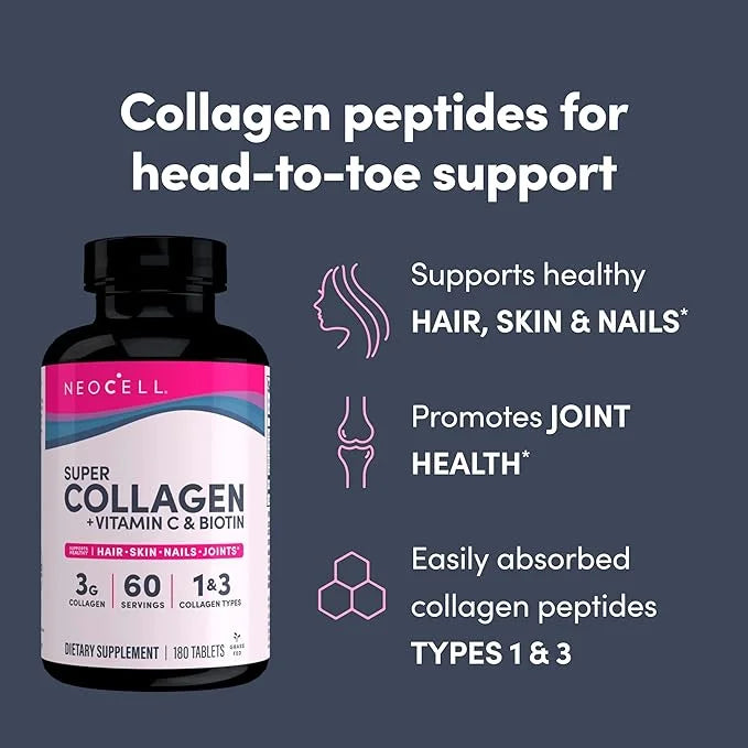 NeoCell Super Collagen With Vitamin C 180 Count, 1 Bottle