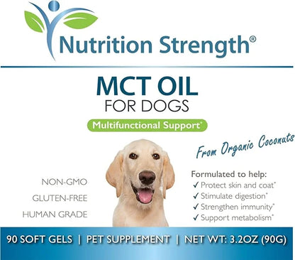 MCT Oil for Dogs from Organic Coconuts, Medium Chain Triglycerides with Caprylic Acid & Capric Acid to Protect Skin and Co...