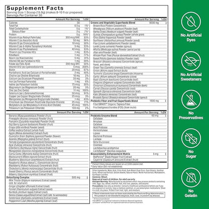 Force Factor Smarter Greens Superfoods + Digestion Powder, 3-Pack, Greens Powder with 2 Billion Probiotics, Digestive Enzy...