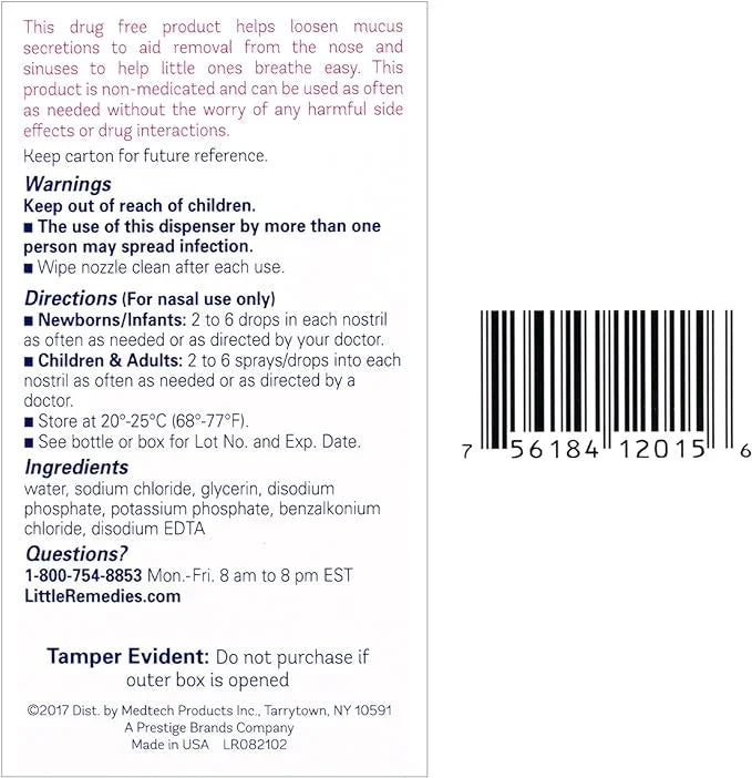 Little Remedies Noses Saline Spray Drops, 1 Fl