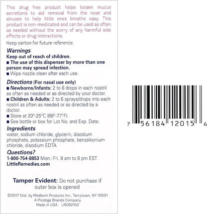 Little Remedies Noses Saline Spray Drops, 1 Fl