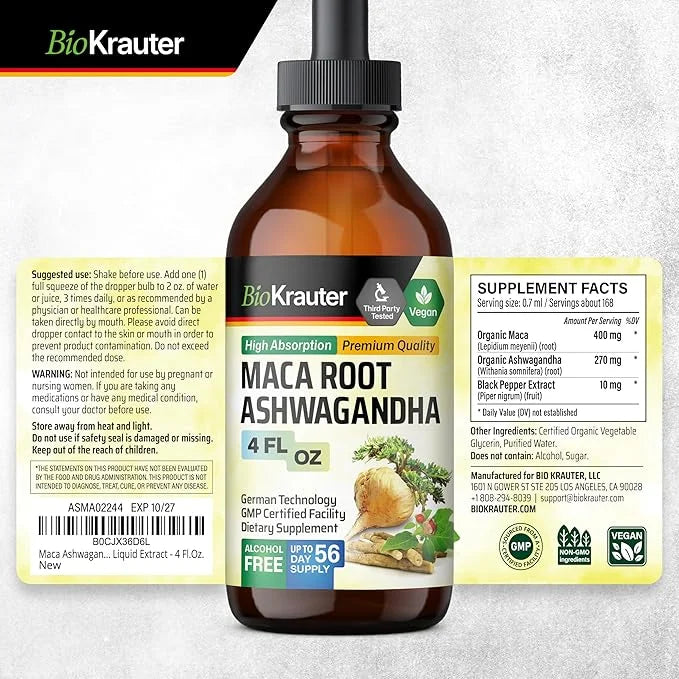 Maca Root and Ashwagandha Tincture 4 Fl.Oz.