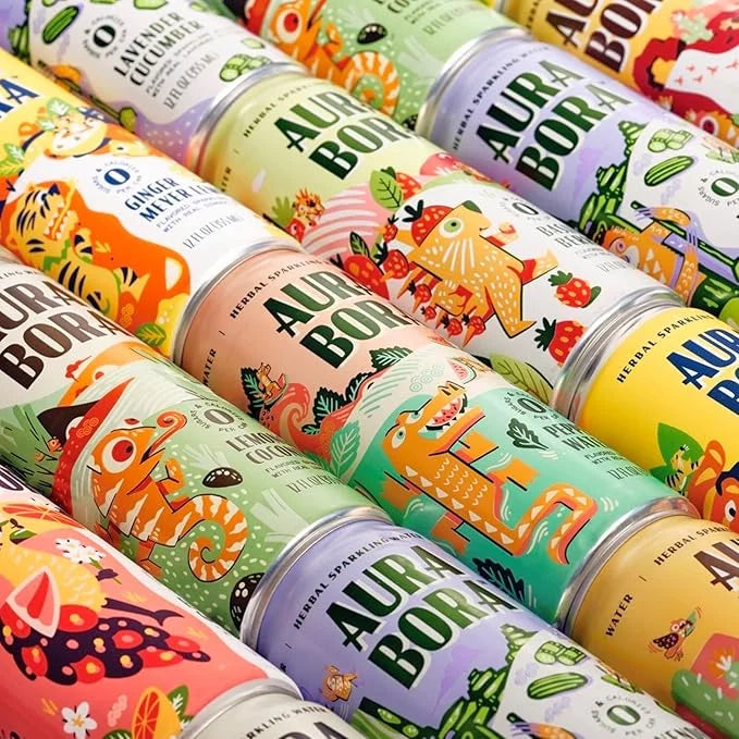 Aura Bora, Lavender Cucumber Herbal Sparkling Water, 12 oz Can (Pack of 12), 0 Calories, 0 Sugar, 0 Sodium, Non-GMO - Prod...