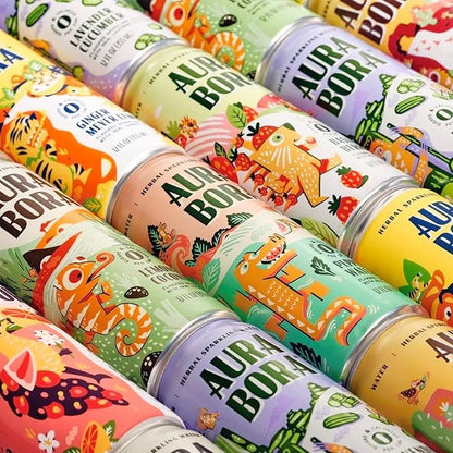 Aura Bora, Lavender Cucumber Herbal Sparkling Water, 12 oz Can (Pack of 12), 0 Calories, 0 Sugar, 0 Sodium, Non-GMO - Prod...