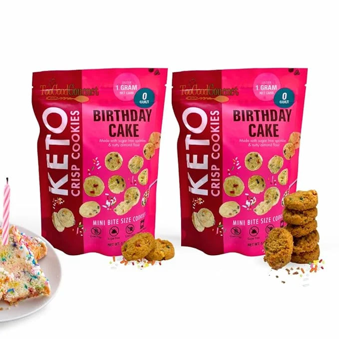 Too Good Gourmet Low Carb Keto Snack | 2 Pack Birthday Cake Flavor Sugar Free Cookies | Perfectly Baked | Gluten-Free | Gr...