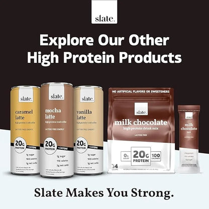 Slate Milk - High Protein Iced Coffee - Sweet Cream Latte - 175mg Caffeine, Lactose Free Energy - 20g Protein, 1g Sugar, 1...