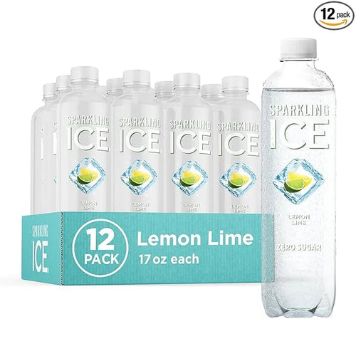 Sparkling Ice, Lemon Lime Sparkling Water, Zero Sugar Flavored Water, with Vitamins and Antioxidants, Low Calorie Beverage...