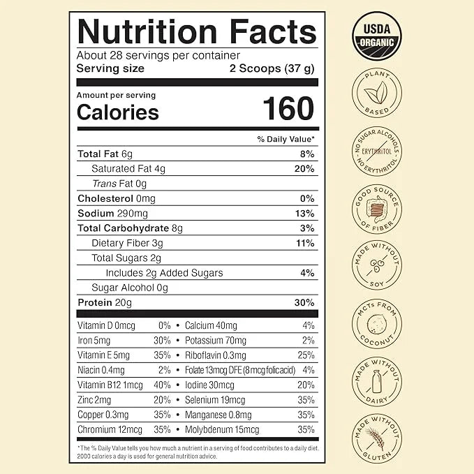 KOS Vegan Protein Powder Erythritol Free, 28 Servings