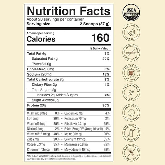 KOS Vegan Protein Powder Erythritol Free, 28 Servings
