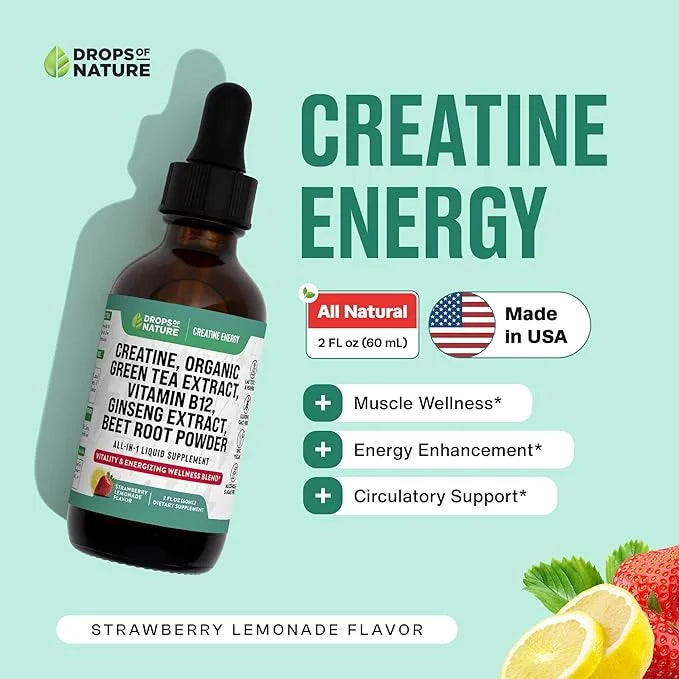 Creatine Monohydrate and Vitamin B12 Drops 60mL)