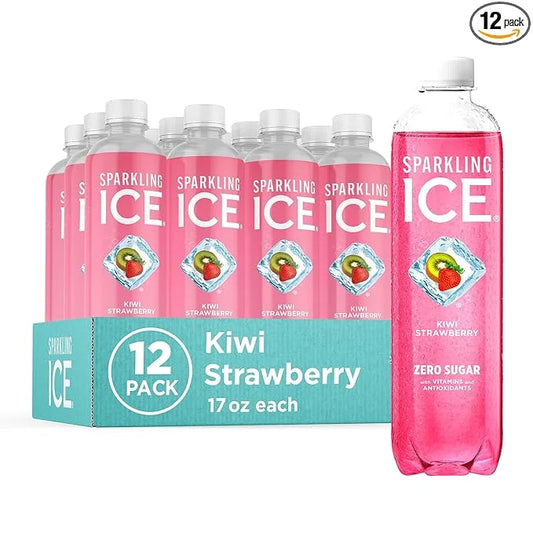 Sparkling Ice, Kiwi Strawberry Sparkling Water, Zero Sugar Flavored Water, with Antioxidants and Vitamins, Zero Sugar, 17 ...