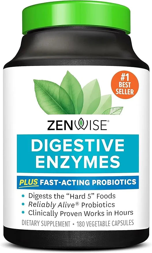 Zenwise Health Digestive Enzymes for Gut Health - Probiotic Multi Enzymes with Prebiotics and Probiotics for Women and Men...