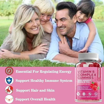 Vitamin B Complex Vegan Gummies B3, B6, B6, Biotin, B9 Folate, B12 with