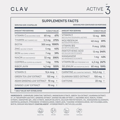 CLAV® N°3 Vitality Support 60 Capsules 1 Month