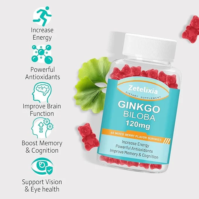 Ginkgo Biloba Gummies 120mg for Women 60 Count