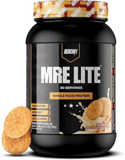 REDCON1 MRE Lite Whole Food Protein Powder, Snickerdoodle - Low Carb & Whey Free Meal Replacement with Animal Protein Blen...