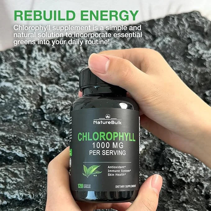 Chlorophyll Capsules 1000mg - 100% Natural Potency Concentration for Women & Men, Gut Health, Skin Support - Natural Energ...