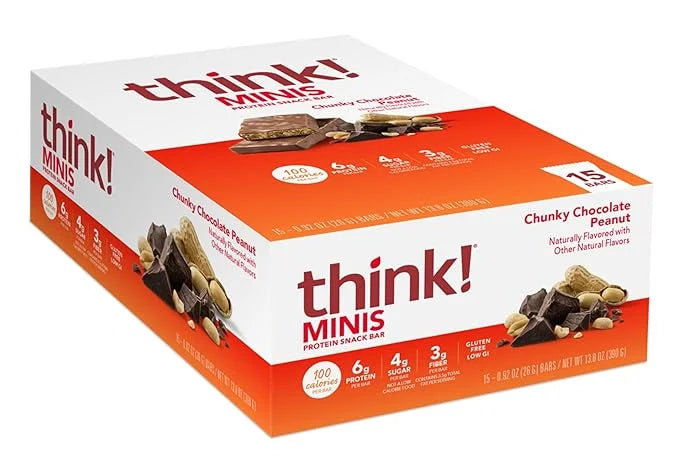 think! Minis Protein Snack Bar, Gluten Free, Chunky Chocolate Peanut, 15 Count - Product Image