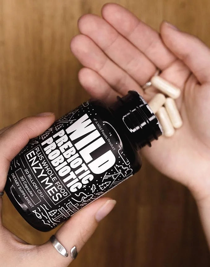 Wild Prebiotics and Probiotics with Digestive Enzymes 20 Billion 10 Strains 30 Capsules
