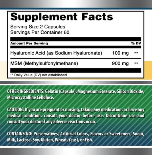 Amazing Formulas Hyaluronic Acid & MSM Supplement | 500 Mg | 120 Capsules | Non-GMO | Gluten-Free | Made in USA - Product ...
