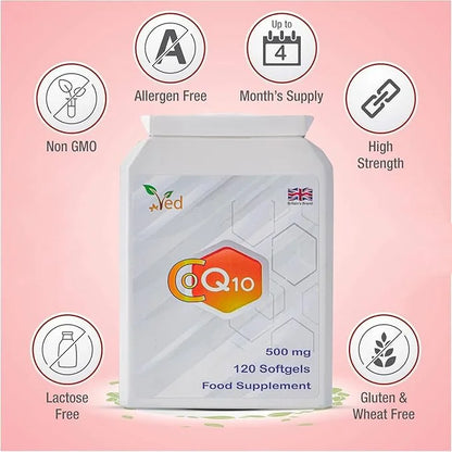 VED CoQ10 500mg Q10 | 500mg 120 120 Softgels| 4 Months