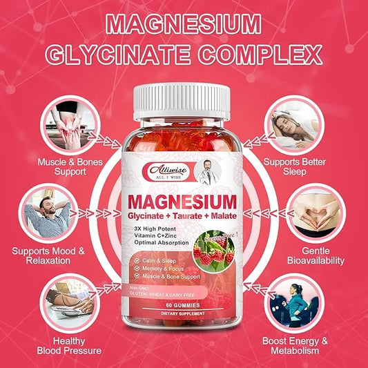 2Pack Magnesium Glycinate Gummies 500mg,Magnesium Potassium