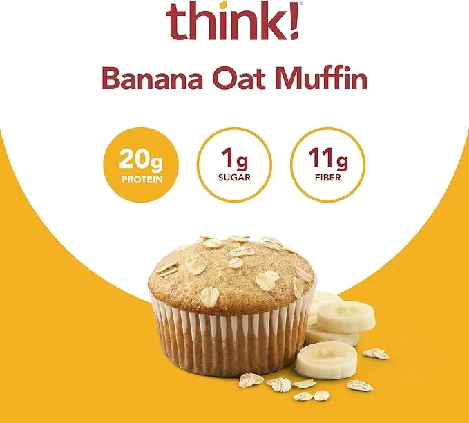 think! Protein Bars, High Protein Snacks, Gluten Free, High Fiber, Banana Oat Muffin, 10 Count - Product Image