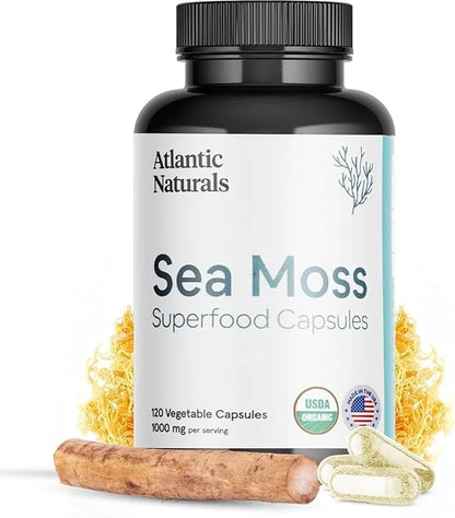 Atlantic Naturals Organic Sea Moss Capsules | Immune System, Thyroid Health, Beautiful Skin and Digestion Multivitamin Sup...