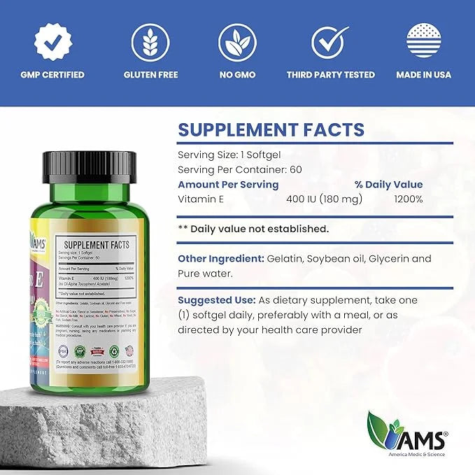 America Medic & Science Vitamin E 400 IU (60 Softgels)