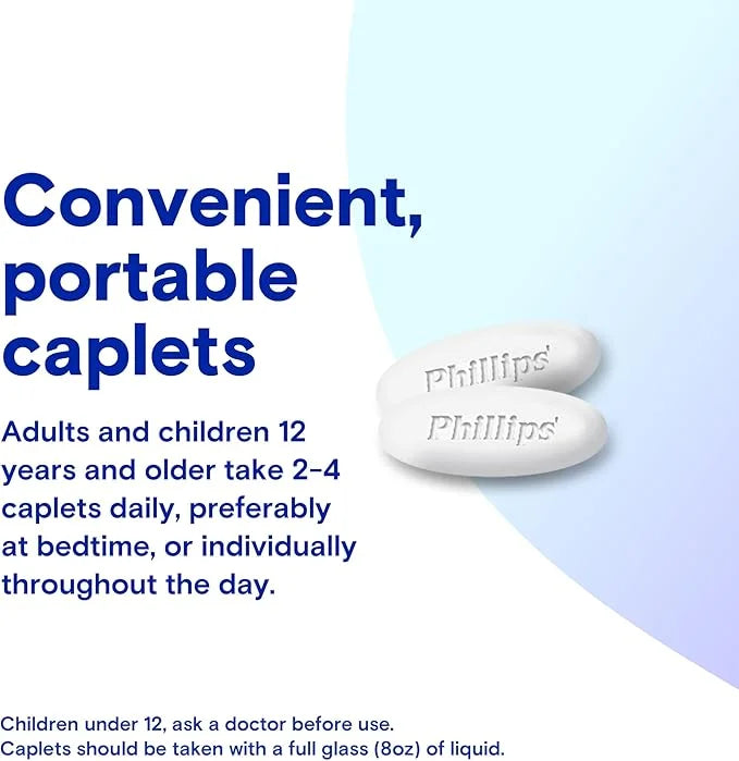Phillips' Laxative Caplets, With Naturally Sourced Magnesium Supplement for Gentle Relief of Occasional Constipation, Cram...