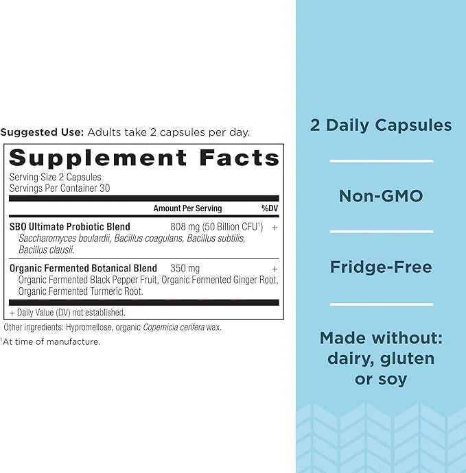 Probiotics by Ancient Nutrition, SBO Probiotics 50 Billion 60 Capsules