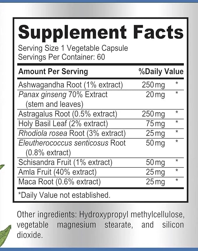 Adaptogen Stress Relief Immune Support Formula 60 Capsules