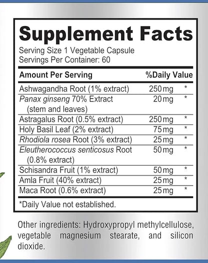 Adaptogen Stress Relief Immune Support Formula 60 Capsules
